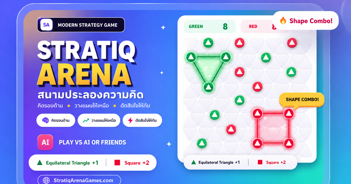 ตัวอย่างเกม STRATIQ ARENA กระดานสีเขียวและแดง